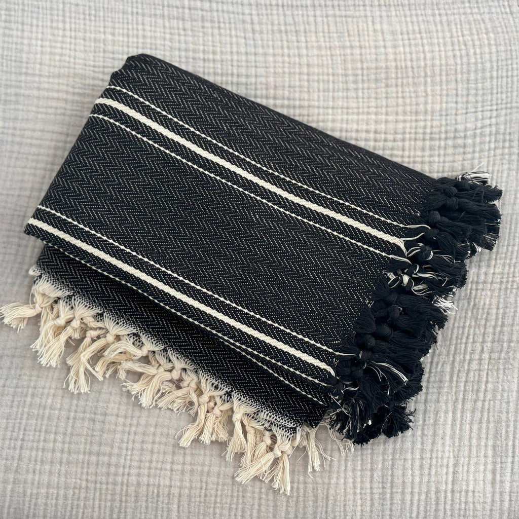 Carson Throw- Black + Cream